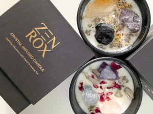 Zen Rox Set of two scents Wood Sage & Sea Salt + Peach & Oolong Tea Candles